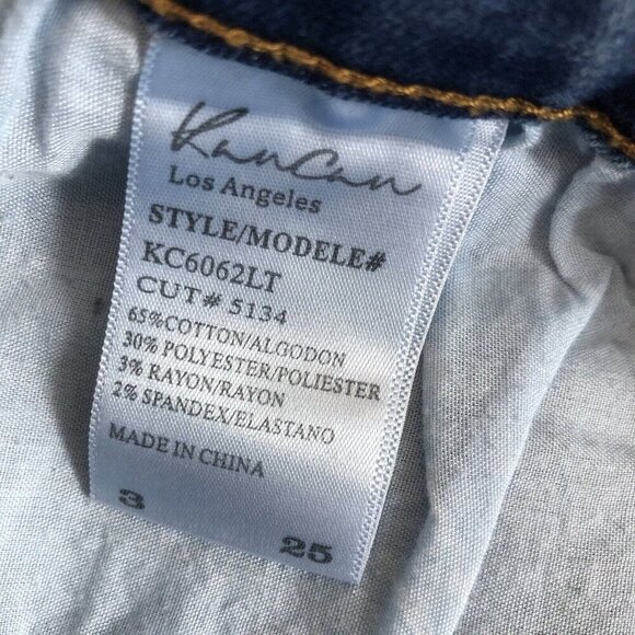 KanCan Denim Mini Skirt Size 25/3 Blue Jean Distressed Raw Hem Frayed - Picture 6 of 7